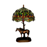 Tiffany Glass Coffee Table Lamp Kaleidoscope Pattern 1 Bulb Victorian Style Night Light with Horse Decoration Clearhalo 'Lamps' 'Table Lamps' Lighting' 863872