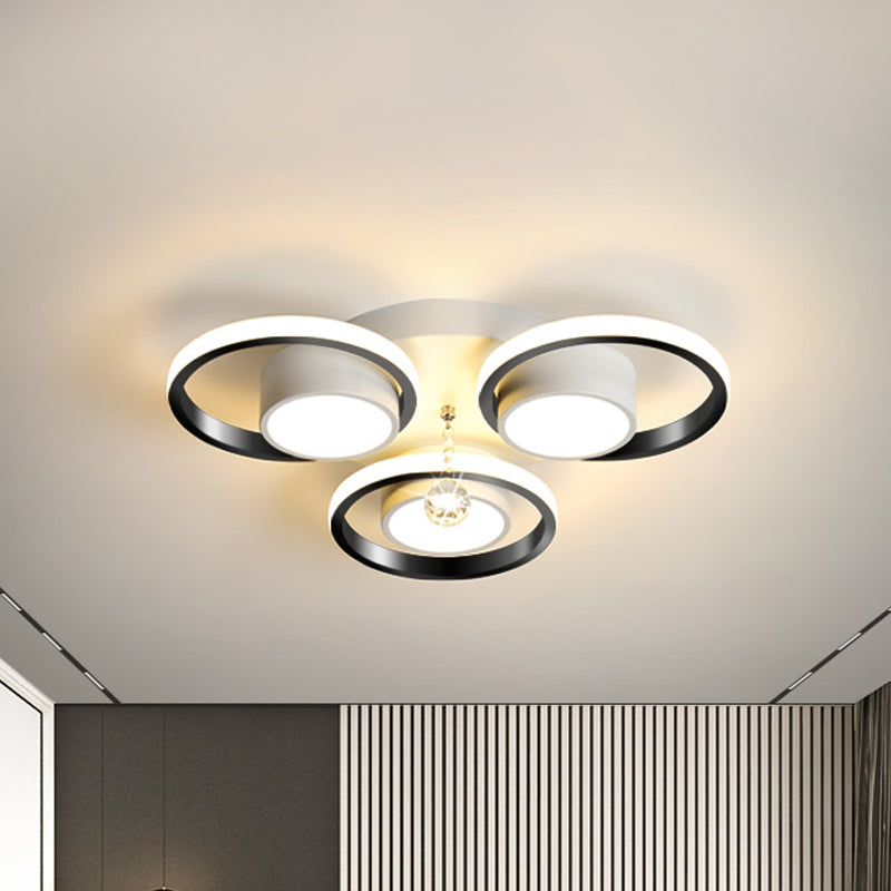 Crystal Ball Circle Ceiling Lamp Modern 3/5 Lights Bedroom Flush Mount in Black and White Clearhalo 'Ceiling Lights' 'Close To Ceiling Lights' 'Close to ceiling' 'Flush mount' Lighting' 874707