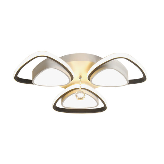 Minimalism Triangle Flush Mount 3/5-Bulb Clear Crystal Ball Ceiling Light Fixture in Black and White Clearhalo 'Ceiling Lights' 'Close To Ceiling Lights' 'Close to ceiling' 'Flush mount' Lighting' 874717