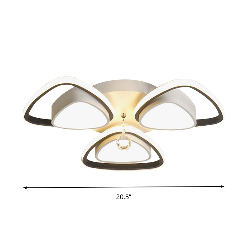 Minimalism Triangle Flush Mount 3/5-Bulb Clear Crystal Ball Ceiling Light Fixture in Black and White Clearhalo 'Ceiling Lights' 'Close To Ceiling Lights' 'Close to ceiling' 'Flush mount' Lighting' 874719