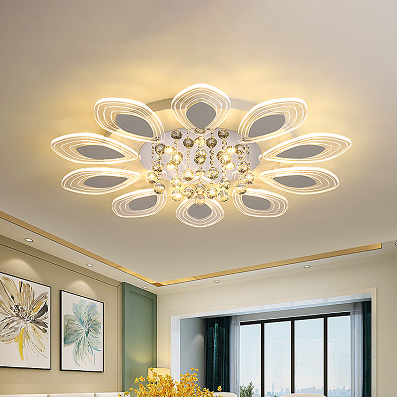 Bloom Living Room Ceiling Fixture Modernist Clear Crystal Ball LED Chrome Flush Mount Clear Clearhalo 'Ceiling Lights' 'Close To Ceiling Lights' 'Close to ceiling' 'Flush mount' Lighting' 874724