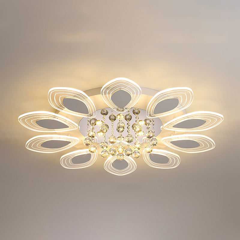 Bloom Living Room Ceiling Fixture Modernist Clear Crystal Ball LED Chrome Flush Mount Clearhalo 'Ceiling Lights' 'Close To Ceiling Lights' 'Close to ceiling' 'Flush mount' Lighting' 874726