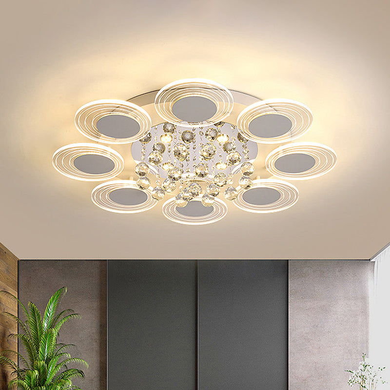 Clear Crystal Ball Round Flushmount Contemporary Living Room LED Ceiling Lamp, 25.5"/31.5" Wide Clearhalo 'Ceiling Lights' 'Close To Ceiling Lights' 'Close to ceiling' 'Flush mount' Lighting' 874733