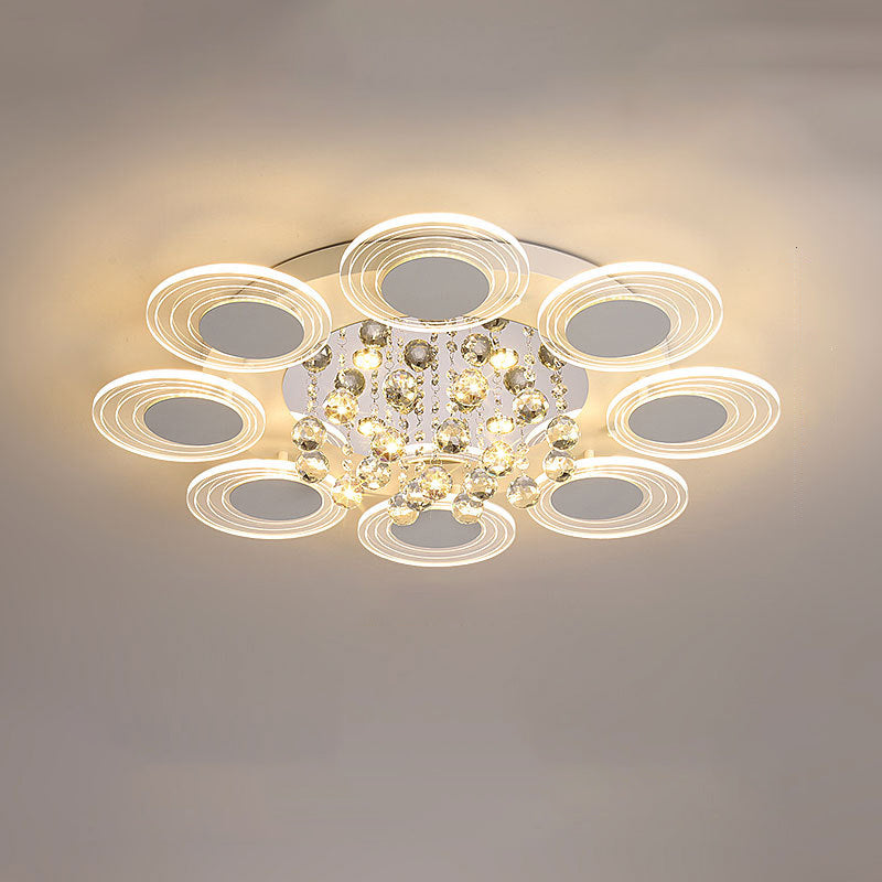 Clear Crystal Ball Round Flushmount Contemporary Living Room LED Ceiling Lamp, 25.5"/31.5" Wide Clearhalo 'Ceiling Lights' 'Close To Ceiling Lights' 'Close to ceiling' 'Flush mount' Lighting' 874735