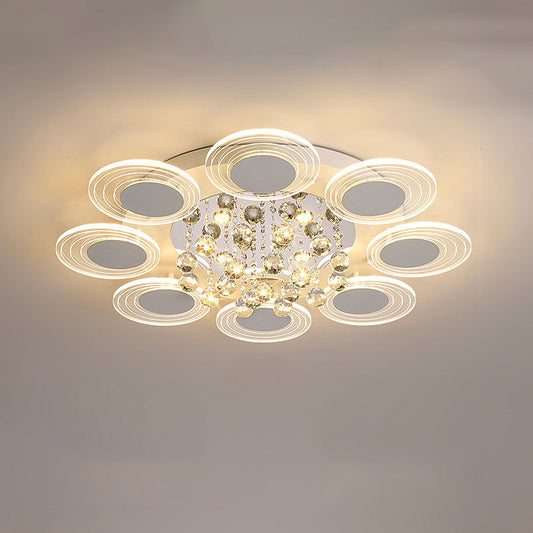 Clear Crystal Ball Round Flushmount Contemporary Living Room LED Ceiling Lamp, 25.5"/31.5" Wide Clearhalo 'Ceiling Lights' 'Close To Ceiling Lights' 'Close to ceiling' 'Flush mount' Lighting' 874735