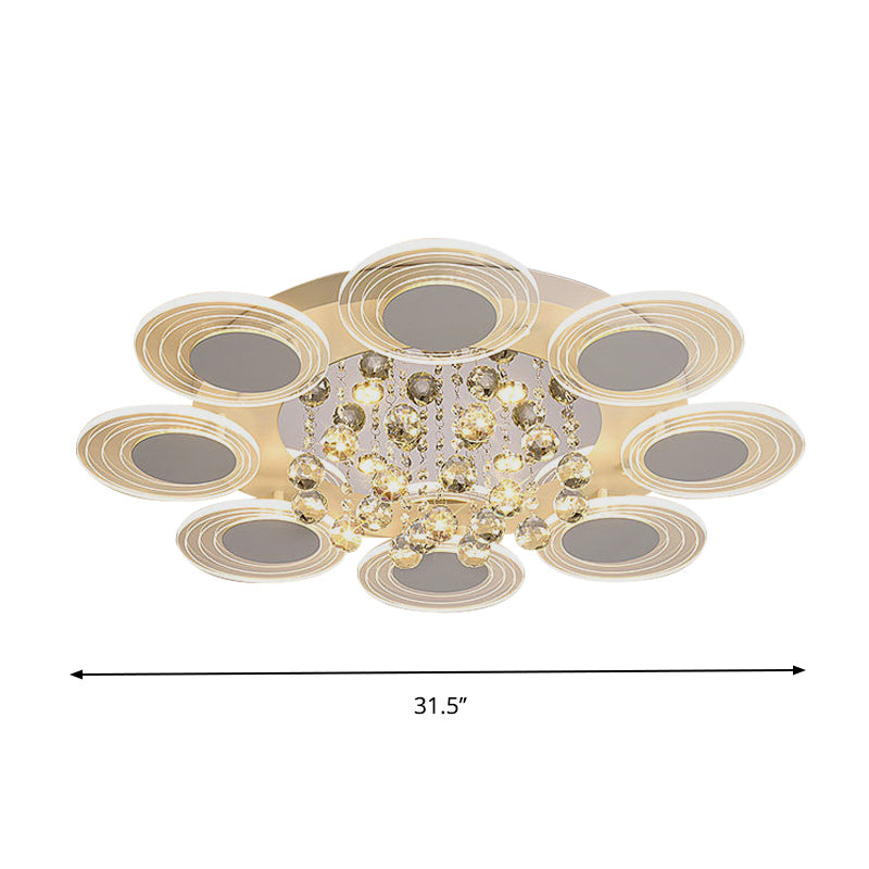 Clear Crystal Ball Round Flushmount Contemporary Living Room LED Ceiling Lamp, 25.5"/31.5" Wide Clearhalo 'Ceiling Lights' 'Close To Ceiling Lights' 'Close to ceiling' 'Flush mount' Lighting' 874736