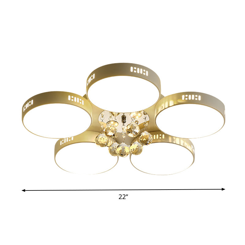 Circular Crystal Orb Ceiling Lamp Contemporary 22"/31.5" W LED Bedroom Flush Mount Light in White Clearhalo 'Ceiling Lights' 'Close To Ceiling Lights' 'Close to ceiling' 'Flush mount' Lighting' 874766