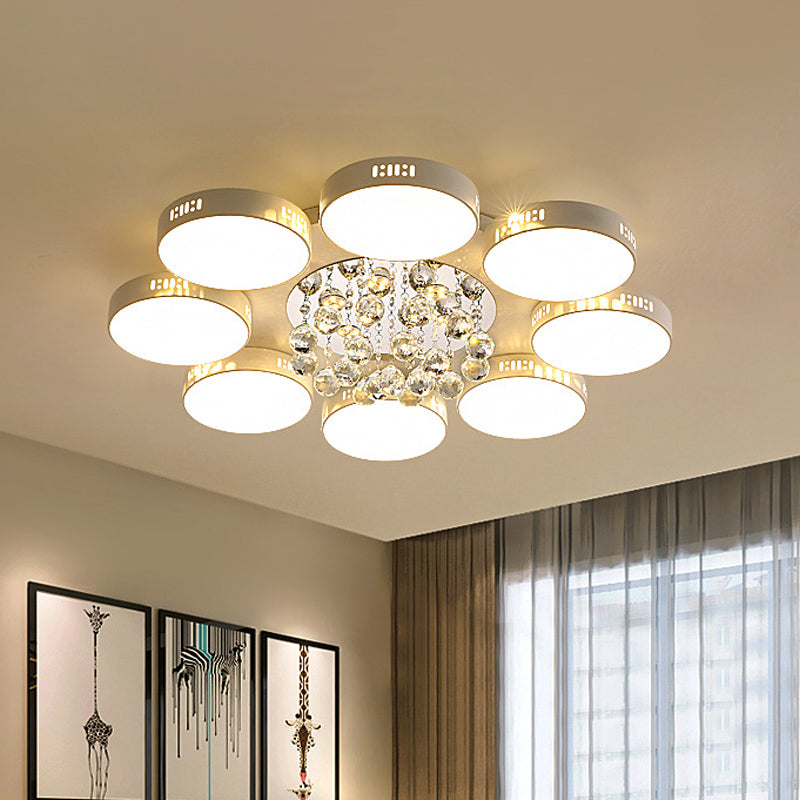 Circular Crystal Orb Ceiling Lamp Contemporary 22"/31.5" W LED Bedroom Flush Mount Light in White Clearhalo 'Ceiling Lights' 'Close To Ceiling Lights' 'Close to ceiling' 'Flush mount' Lighting' 874768