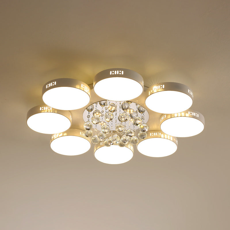 Circular Crystal Orb Ceiling Lamp Contemporary 22"/31.5" W LED Bedroom Flush Mount Light in White Clearhalo 'Ceiling Lights' 'Close To Ceiling Lights' 'Close to ceiling' 'Flush mount' Lighting' 874770