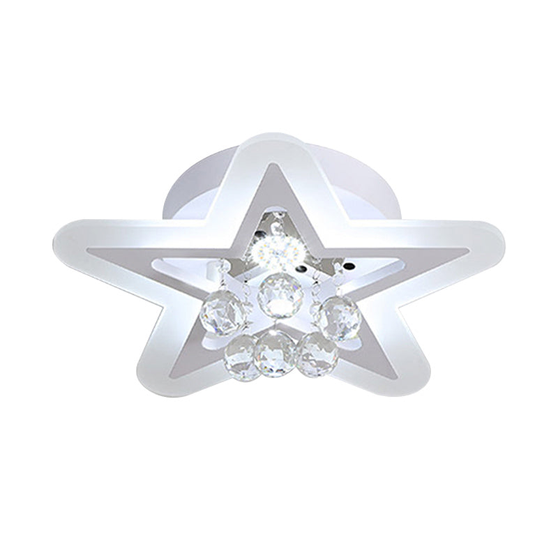 LED Star Ceiling Light Fixture Minimalist White Acrylic Flushmount with Crystal Sphere, 16"/19.5" Wide Clearhalo 'Ceiling Lights' 'Close To Ceiling Lights' 'Close to ceiling' 'Flush mount' Lighting' 874800