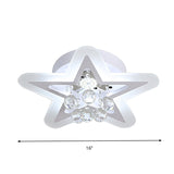 LED Star Ceiling Light Fixture Minimalist White Acrylic Flushmount with Crystal Sphere, 16"/19.5" Wide Clearhalo 'Ceiling Lights' 'Close To Ceiling Lights' 'Close to ceiling' 'Flush mount' Lighting' 874802