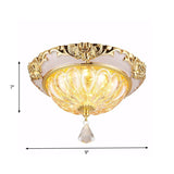 Gold LED Ceiling Flush Mount Modern Amber Crystal Glass Flush Light Fixture with Carved Edge Clearhalo 'Ceiling Lights' 'Close To Ceiling Lights' 'Close to ceiling' 'Flush mount' Lighting' 874826