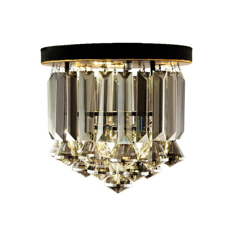 Smoke Gray Crystal Round Flushmount Simple 1 Bulb Hallway Ceiling Flush Mount Light Clearhalo 'Ceiling Lights' 'Close To Ceiling Lights' 'Close to ceiling' 'Flush mount' Lighting' 874836