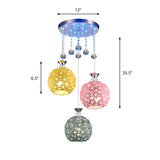 Crystal Ball Chrome Cluster Pendant Globe 3-Bulb Contemporary Hanging Light with Round/Linear Canopy Clearhalo 'Ceiling Lights' 'Modern Pendants' 'Modern' 'Pendant Lights' 'Pendants' Lighting' 874893