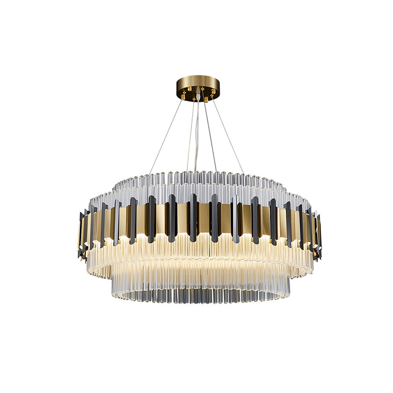 K9 Crystal Circle Ceiling Lamp Minimalism Dining Room LED Chandelier Light Fixture in Black and Gold Clearhalo 'Ceiling Lights' 'Chandeliers' 'Modern Chandeliers' 'Modern' Lighting' 874908