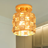 Contemporary Column Ceiling Lamp 1-Light Hand Cut Crystal Flush Mount Spotlight in Gold Clearhalo 'Ceiling Lights' 'Close To Ceiling Lights' 'Close to ceiling' 'Flush mount' Lighting' 874984