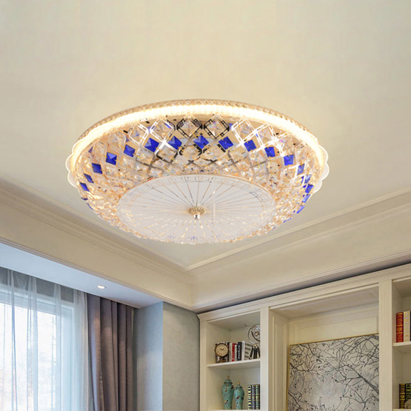 LED Round Flush Mount Lighting Modern Gold Crystal Prism Ceiling Light Fixture for Bedroom Gold Clearhalo 'Ceiling Lights' 'Close To Ceiling Lights' 'Close to ceiling' 'Flush mount' Lighting' 874996