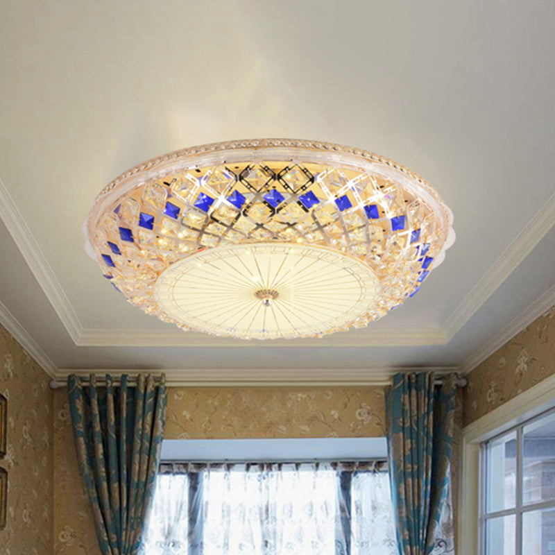 LED Round Flush Mount Lighting Modern Gold Crystal Prism Ceiling Light Fixture for Bedroom Clearhalo 'Ceiling Lights' 'Close To Ceiling Lights' 'Close to ceiling' 'Flush mount' Lighting' 874997