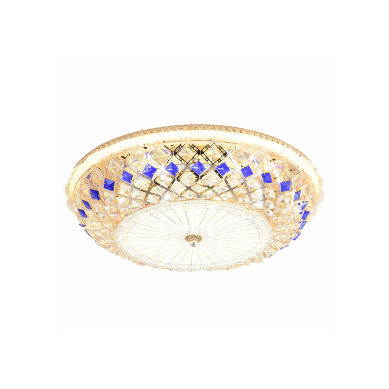 LED Round Flush Mount Lighting Modern Gold Crystal Prism Ceiling Light Fixture for Bedroom Clearhalo 'Ceiling Lights' 'Close To Ceiling Lights' 'Close to ceiling' 'Flush mount' Lighting' 874998