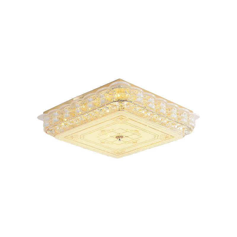 Round/Square Bedroom Ceiling Lamp Contemporary Clear Crystal LED Gold Flush Light Fixture Clearhalo 'Ceiling Lights' 'Close To Ceiling Lights' 'Close to ceiling' 'Flush mount' Lighting' 875010