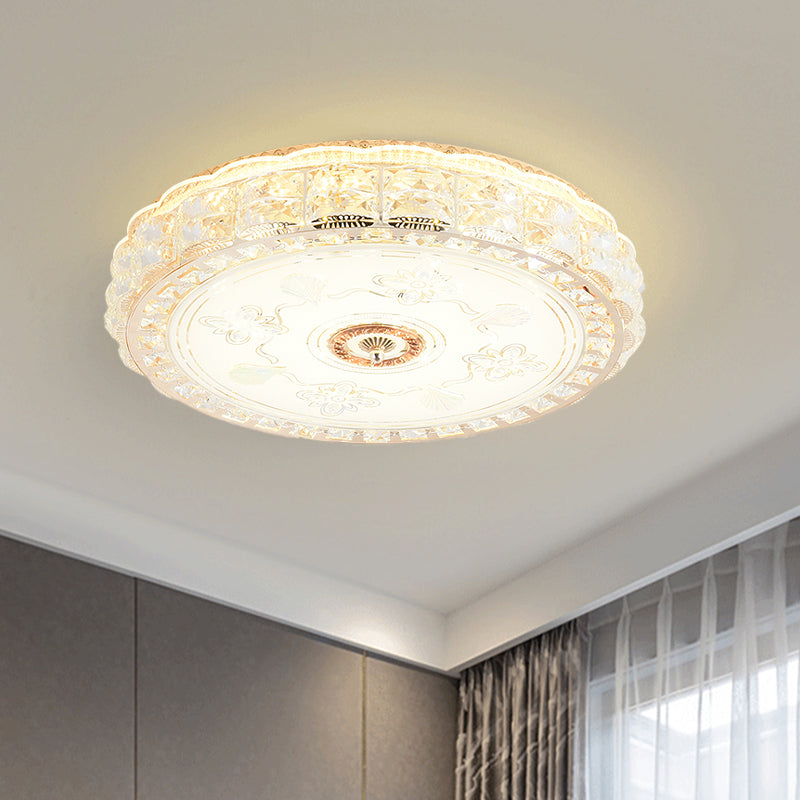 Round/Square Bedroom Ceiling Lamp Contemporary Clear Crystal LED Gold Flush Light Fixture Clearhalo 'Ceiling Lights' 'Close To Ceiling Lights' 'Close to ceiling' 'Flush mount' Lighting' 875014