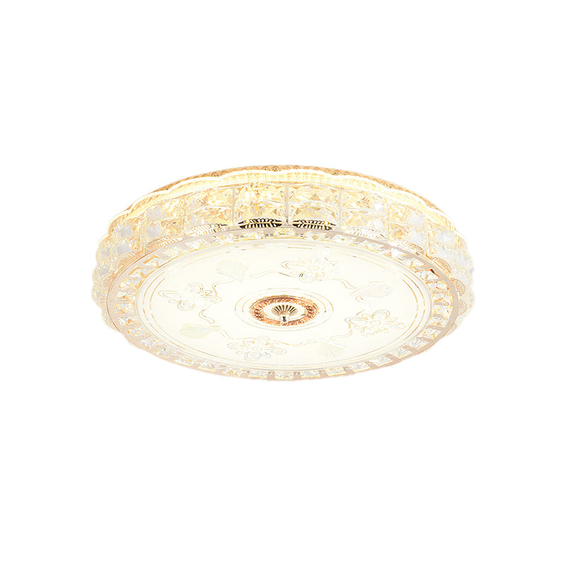 Round/Square Bedroom Ceiling Lamp Contemporary Clear Crystal LED Gold Flush Light Fixture Clearhalo 'Ceiling Lights' 'Close To Ceiling Lights' 'Close to ceiling' 'Flush mount' Lighting' 875015