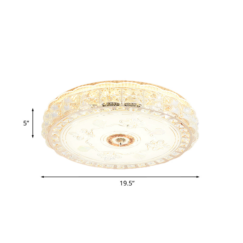 Round/Square Bedroom Ceiling Lamp Contemporary Clear Crystal LED Gold Flush Light Fixture Clearhalo 'Ceiling Lights' 'Close To Ceiling Lights' 'Close to ceiling' 'Flush mount' Lighting' 875016