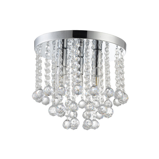 Minimalism Rain Flushmount Lighting 3 Bulbs Crystal Ball Flush Mount Light Fixture in Silver Clearhalo 'Ceiling Lights' 'Close To Ceiling Lights' 'Close to ceiling' 'Flush mount' Lighting' 875027