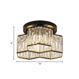 Black 3/7 Heads Ceiling Lighting Simple Clear Crystal Hexagonal Flush Mount Light Fixture for Bedroom Clearhalo 'Ceiling Lights' 'Close To Ceiling Lights' 'Close to ceiling' 'Flush mount' Lighting' 875041