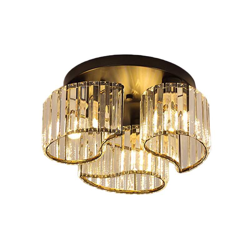 Minimalist Floral Ceiling Flush Mount 3/5-Head Clear Crystal Block Flushmount Lighting in Black Clearhalo 'Ceiling Lights' 'Close To Ceiling Lights' 'Close to ceiling' 'Flush mount' Lighting' 875070