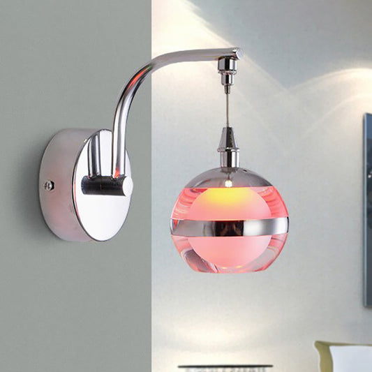 Simple Globe Wall Sconce Light LED Metal Wall Lighting Fixture in Chrome with Acrylic Shade Chrome Clearhalo 'Cast Iron' 'Glass' 'Industrial' 'Modern wall lights' 'Modern' 'Tiffany' 'Traditional wall lights' 'Wall Lamps & Sconces' 'Wall Lights' Lighting' 875100