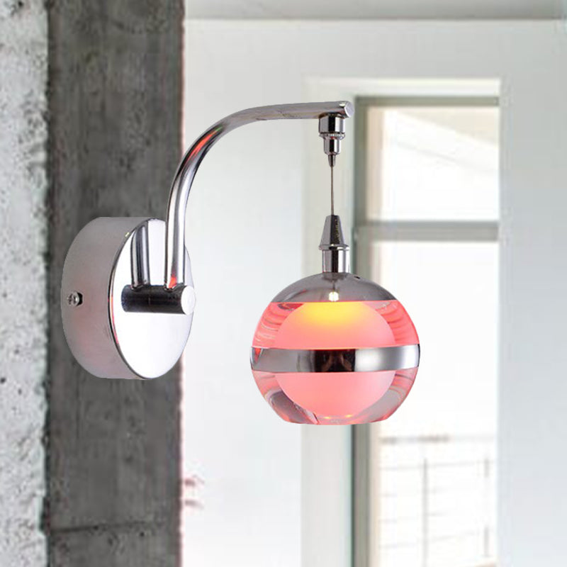Simple Globe Wall Sconce Light LED Metal Wall Lighting Fixture in Chrome with Acrylic Shade Clearhalo 'Cast Iron' 'Glass' 'Industrial' 'Modern wall lights' 'Modern' 'Tiffany' 'Traditional wall lights' 'Wall Lamps & Sconces' 'Wall Lights' Lighting' 875101