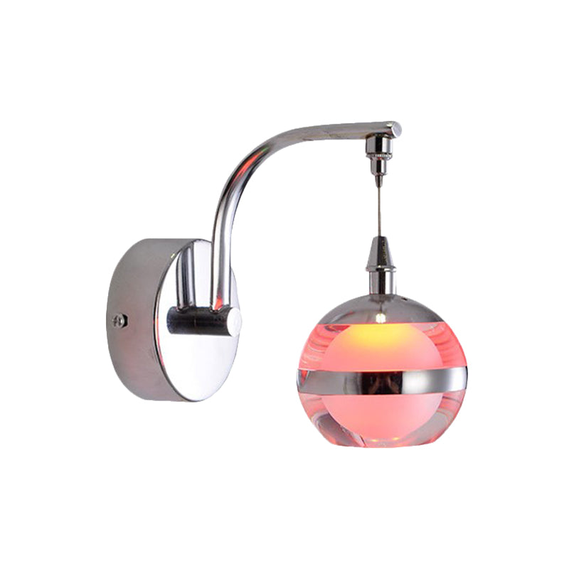 Simple Globe Wall Sconce Light LED Metal Wall Lighting Fixture in Chrome with Acrylic Shade Clearhalo 'Cast Iron' 'Glass' 'Industrial' 'Modern wall lights' 'Modern' 'Tiffany' 'Traditional wall lights' 'Wall Lamps & Sconces' 'Wall Lights' Lighting' 875102