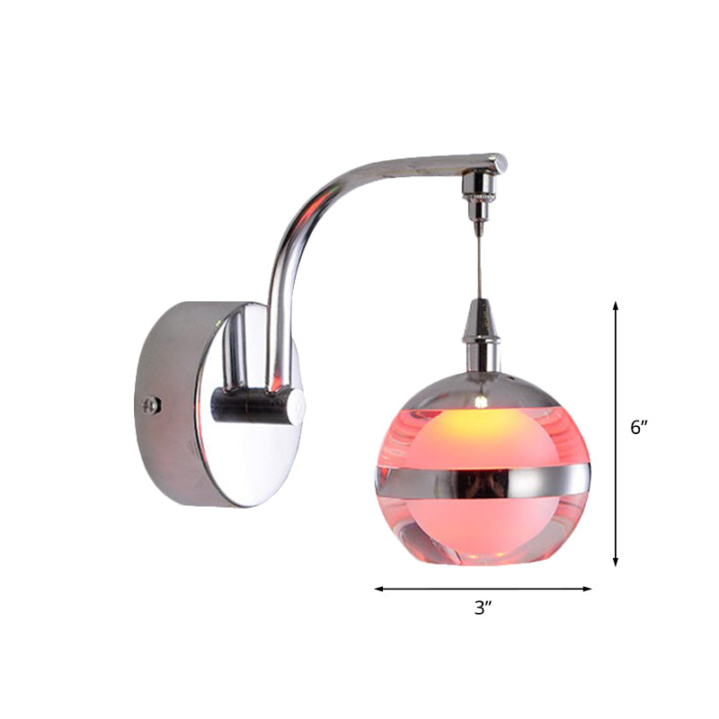 Simple Globe Wall Sconce Light LED Metal Wall Lighting Fixture in Chrome with Acrylic Shade Clearhalo 'Cast Iron' 'Glass' 'Industrial' 'Modern wall lights' 'Modern' 'Tiffany' 'Traditional wall lights' 'Wall Lamps & Sconces' 'Wall Lights' Lighting' 875103