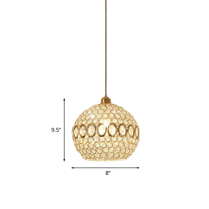 Insert Crystal Gold Pendant Light Spherical Single Bulb Simple Suspended Light Fixture for Bedroom Clearhalo 'Ceiling Lights' 'Modern Pendants' 'Modern' 'Pendant Lights' 'Pendants' Lighting' 875161