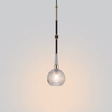 Globe Drop Pendant Modern Clear Latticed Glass 1 Bulb Black Hanging Ceiling Light for Bedside Clearhalo 'Ceiling Lights' 'Glass shade' 'Glass' 'Modern Pendants' 'Modern' 'Pendant Lights' 'Pendants' Lighting' 875209