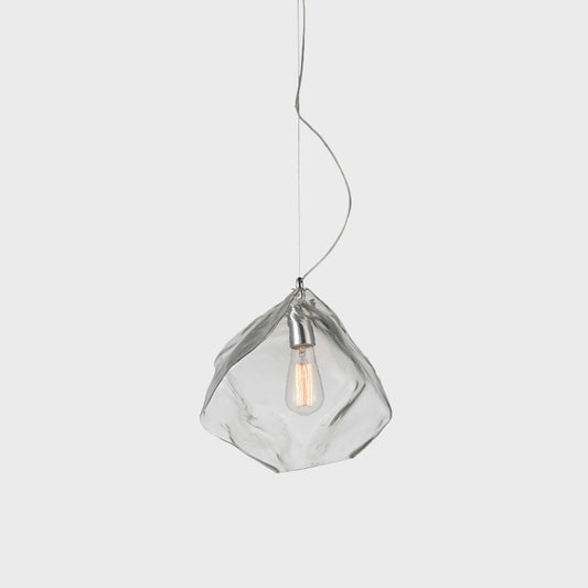 Modernist Stone Shape Suspension Light Clear Glass 1 Head Living Room Ceiling Hang Fixture Clearhalo 'Ceiling Lights' 'Glass shade' 'Glass' 'Modern Pendants' 'Modern' 'Pendant Lights' 'Pendants' Lighting' 875217