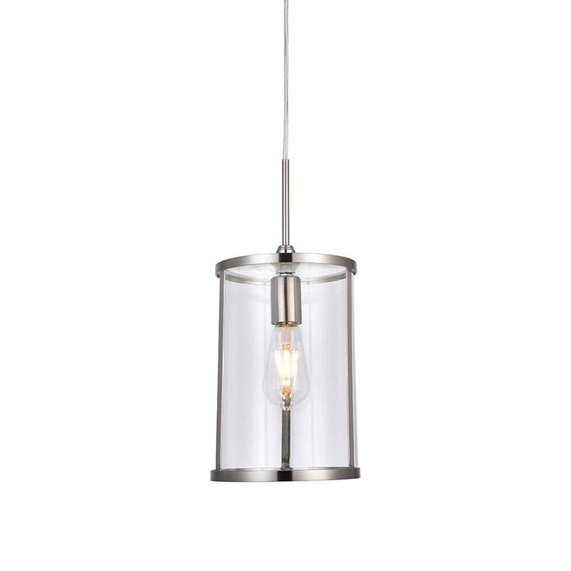 Clear Glass Cylinder Pendant Light Fixture Modern 1-Bulb Gold/Nickel Hanging Lamp Kit for Living Room Clearhalo 'Ceiling Lights' 'Glass shade' 'Glass' 'Modern Pendants' 'Modern' 'Pendant Lights' 'Pendants' Lighting' 875226