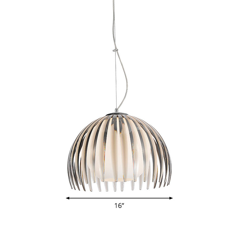 Chrome Dome Hanging Lamp Fixture Modernism 1-Light Metal Pendulum Lamp with Ball Opal Glass Shade Clearhalo 'Ceiling Lights' 'Close To Ceiling Lights' 'Glass shade' 'Glass' 'Modern Pendants' 'Modern' 'Pendant Lights' 'Pendants' Lighting' 875259