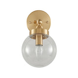 Modernist Ball Wall Mounted Lighting Clear Glass 1 Bulb Bedroom Rotatable Wall Lamp in Brass Clearhalo 'Cast Iron' 'Glass' 'Industrial' 'Modern wall lights' 'Modern' 'Tiffany' 'Traditional wall lights' 'Wall Lamps & Sconces' 'Wall Lights' Lighting' 875309