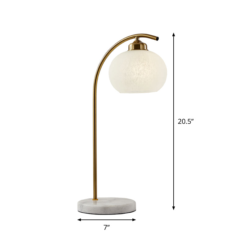 Domed White Glass Table Light Post-Modern Single Head Brass Finish Desk Lamp for Study Room Clearhalo 'Lamps' 'Table Lamps' Lighting' 875343