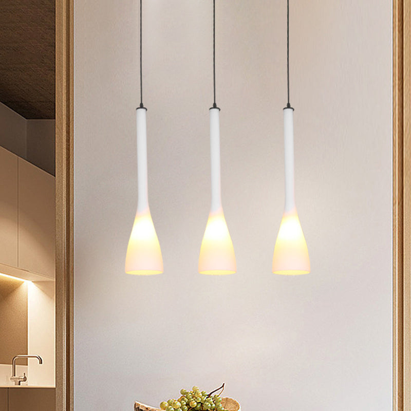 Modernism Teardrop Multi Ceiling Light White Glass 3-Light Restaurant Pendulum Lamp White Clearhalo 'Ceiling Lights' 'Close To Ceiling Lights' 'Glass shade' 'Glass' 'Modern Pendants' 'Modern' 'Pendant Lights' 'Pendants' Lighting' 875471