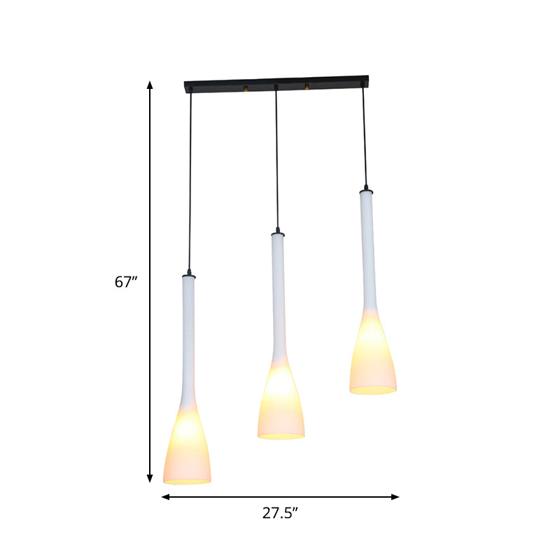 Modernism Teardrop Multi Ceiling Light White Glass 3-Light Restaurant Pendulum Lamp Clearhalo 'Ceiling Lights' 'Close To Ceiling Lights' 'Glass shade' 'Glass' 'Modern Pendants' 'Modern' 'Pendant Lights' 'Pendants' Lighting' 875474