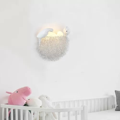 Balcony Kindergarten Nest Wall Light with Bird Decoration Resin Lovely White Sconce Light Clearhalo 'Wall Lamps & Sconces' 'Wall Lights' Lighting' 88123