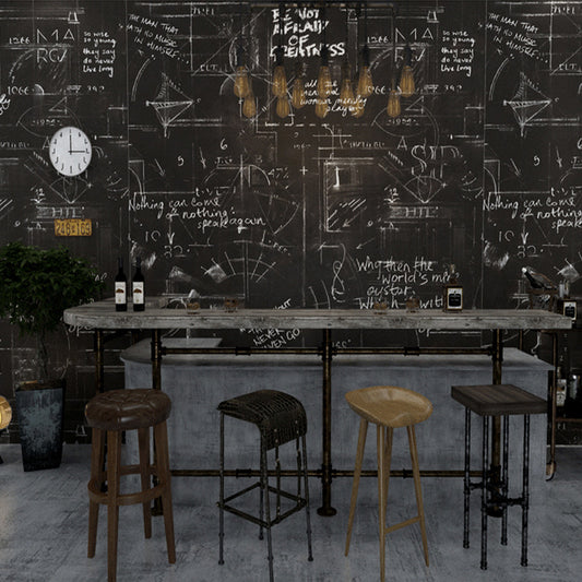Black Graffiti Wallpaper with English Alphabet and Mathematical Graphs 33' x 20.5" Non-Pasted Stain-Resistant Wall Decor Clearhalo 'Industrial wall decor' 'Industrial' 'Wallpaper' Wall Decor' 881475