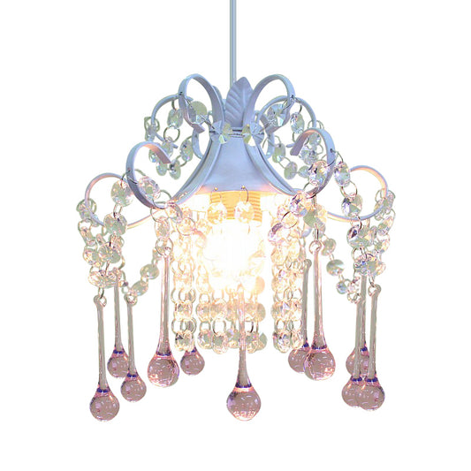 Cascade Restaurant Ceiling Lamp Minimalism Hand-Cut Crystal 1 Head Blue/Pink Down Lighting Pendant Clearhalo 'Ceiling Lights' 'Modern Pendants' 'Modern' 'Pendant Lights' 'Pendants' Lighting' 882136