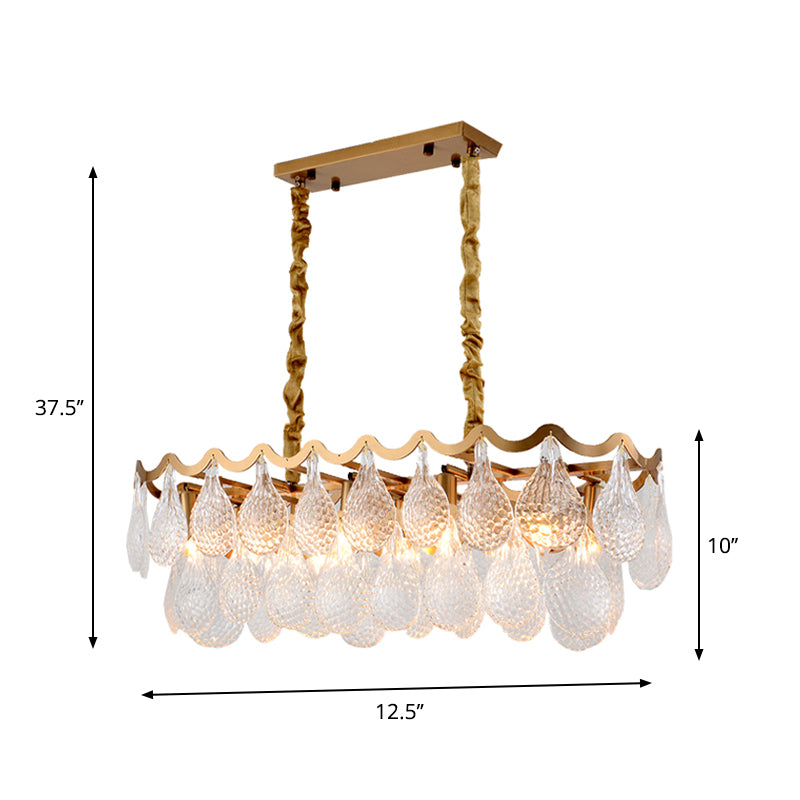 Luxury 2 Layers Island Pendant 10-Head Clear K9 Crystal Down Lighting in Gold for Dining Room Clearhalo 'Ceiling Lights' 'Island Lights' Lighting' 882161