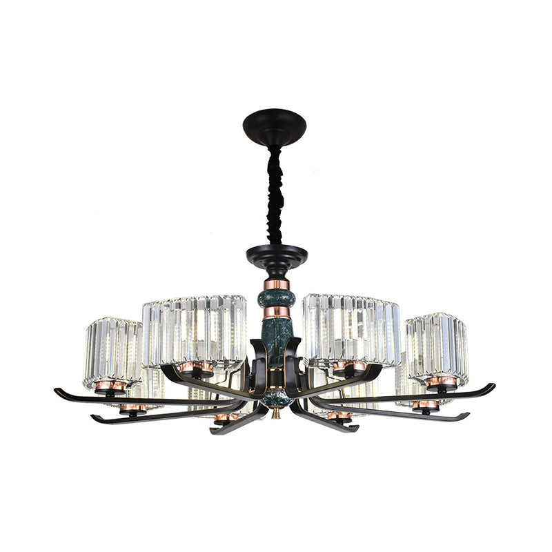 6/8 Bulbs Crystal Hanging Lamp Simple Black Starburst Living Room Chandelier Light Fixture Clearhalo 'Ceiling Lights' 'Chandeliers' 'Modern Chandeliers' 'Modern' Lighting' 882221