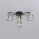 Black 4/6-Light Semi Mount Lighting Contemporary Clear Crystal Block Sputnik Flush Light Fixture Clearhalo 'Ceiling Lights' 'Close To Ceiling Lights' 'Close to ceiling' 'Semi-flushmount' Lighting' 882274