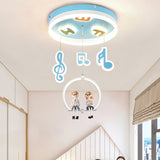 Musical Note Acrylic Ceiling Light Cartoon LED Blue Flush Mount Lighting with Resin Boy and Girl Blue Clearhalo 'Ceiling Lights' 'Close To Ceiling Lights' 'Close to ceiling' 'Flush mount' Lighting' 882410